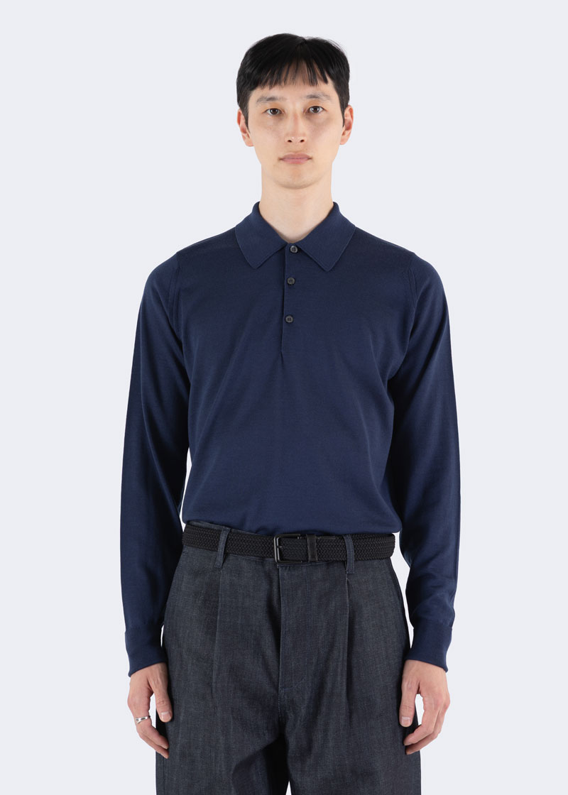 JOHN SMEDLEY Finchley Long-sleeve Polo ④ Men's Long Sleeve Polo Shirts | Merino & Sea Island Cotton