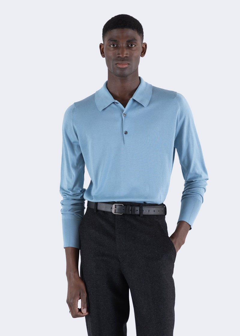 Men's Long Sleeve Polo Shirts | Merino & Sea Island Cotton