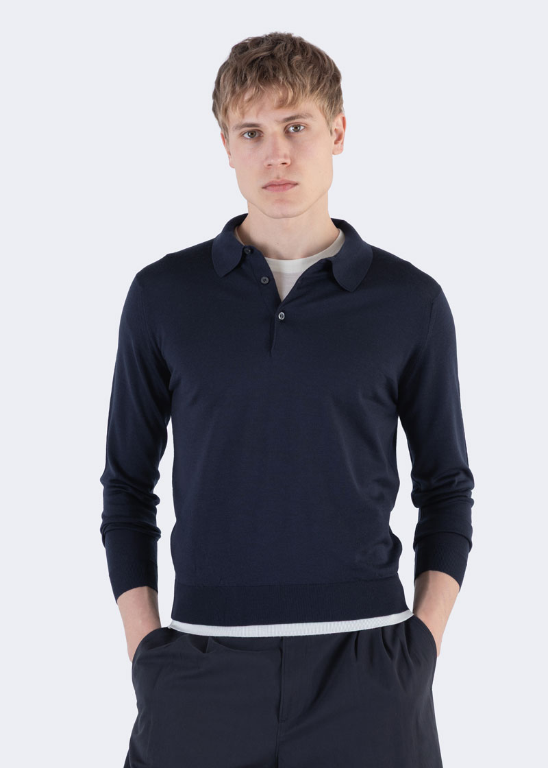 JOHN SMEDLEY Finchley Long-sleeve Polo ④ Men's Long Sleeve Polo Shirts | Merino & Sea Island Cotton