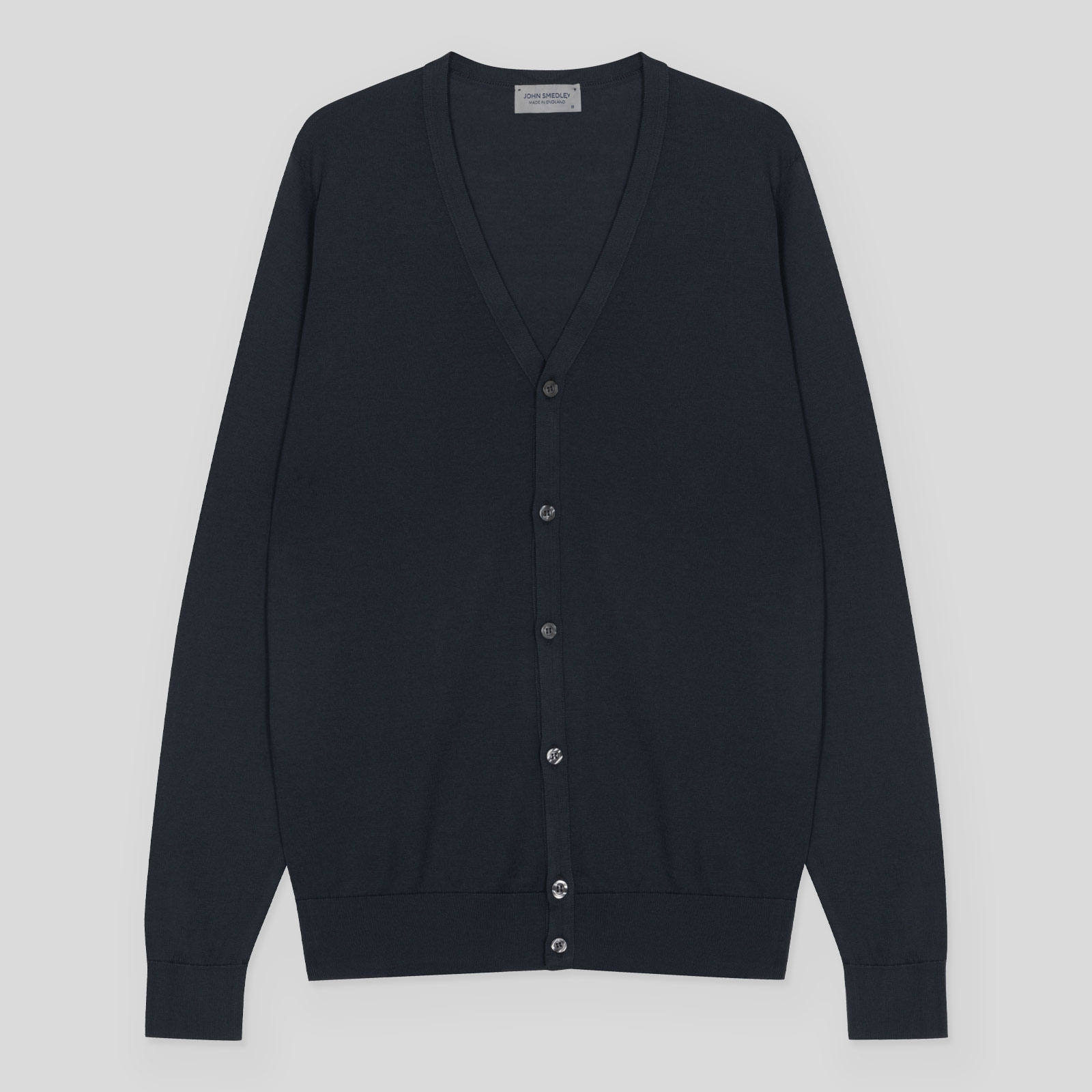 JOHN SMEDLEY ISLINGTON CARDIGAN ブラック MED JOHN SMEDLEY×ATTACHMENT》MERINO EXTRAFINE BUTTONLESS V NECK